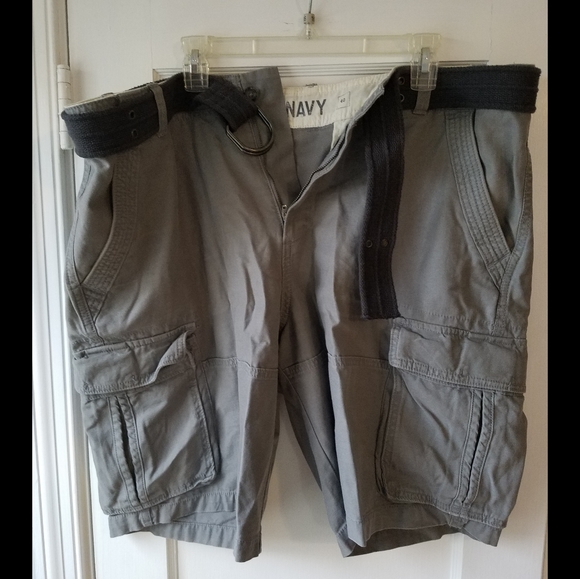 Grey Cargo Shorts With Belt - Picture 1 of 3